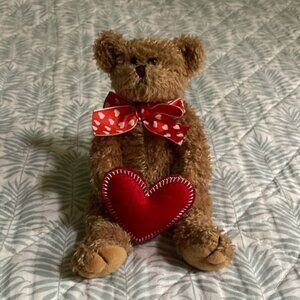 Bearington Teddy Bear with Red Heart and Bow